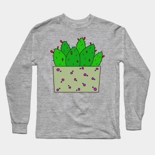 Cute Cactus Design #37: Fleshy Red Flower Cactuses Long Sleeve T-Shirt